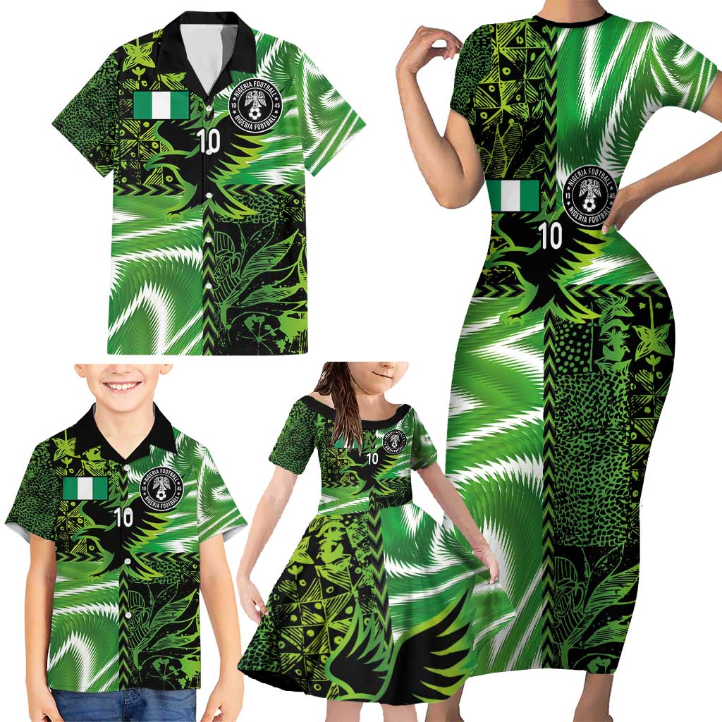 Custom Nigeria Football Family Matching Short Sleeve Bodycon Dress and Hawaiian Shirt Super Eagles Spirit - Wonder Print Shop