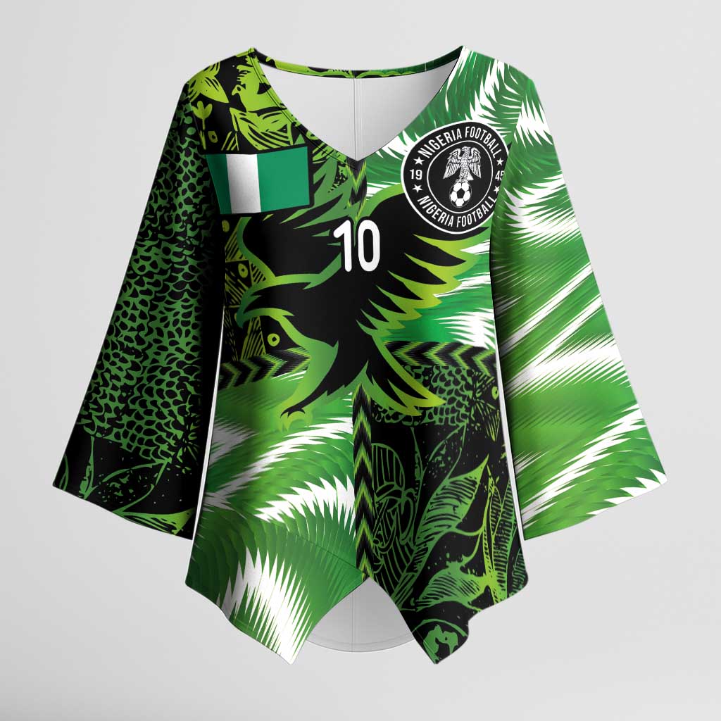 Custom Nigeria Football Kimono Sleeve Blouse Super Eagles Spirit - Wonder Print Shop