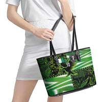 Custom Nigeria Football Leather Tote Bag Super Eagles Spirit - Wonder Print Shop