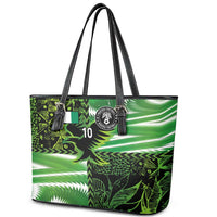 Custom Nigeria Football Leather Tote Bag Super Eagles Spirit - Wonder Print Shop