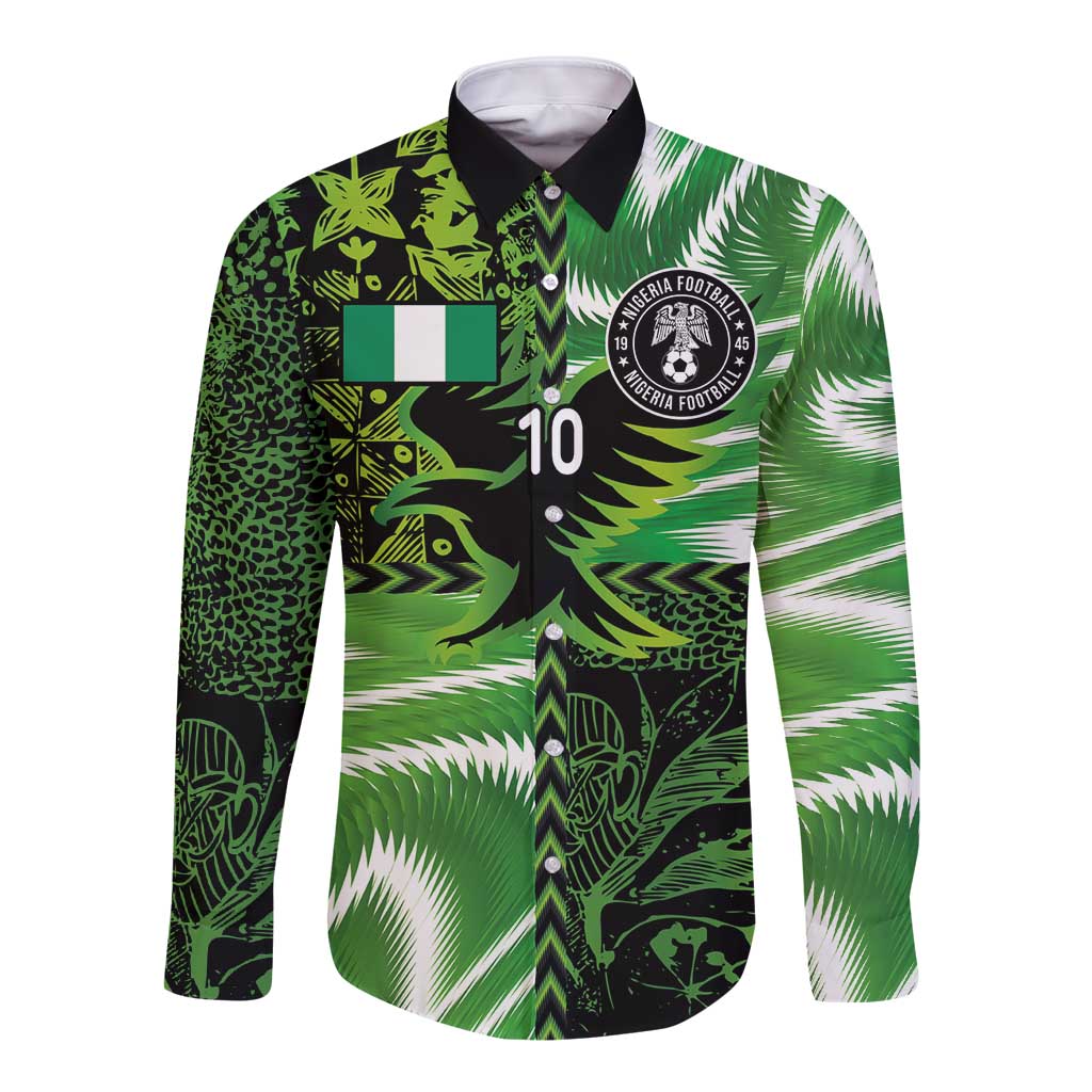 Custom Nigeria Football Long Sleeve Button Shirt Super Eagles Spirit - Wonder Print Shop