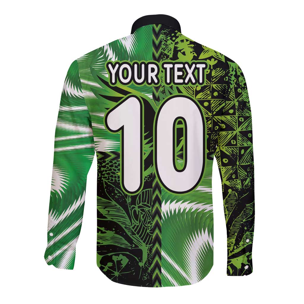 Custom Nigeria Football Long Sleeve Button Shirt Super Eagles Spirit - Wonder Print Shop
