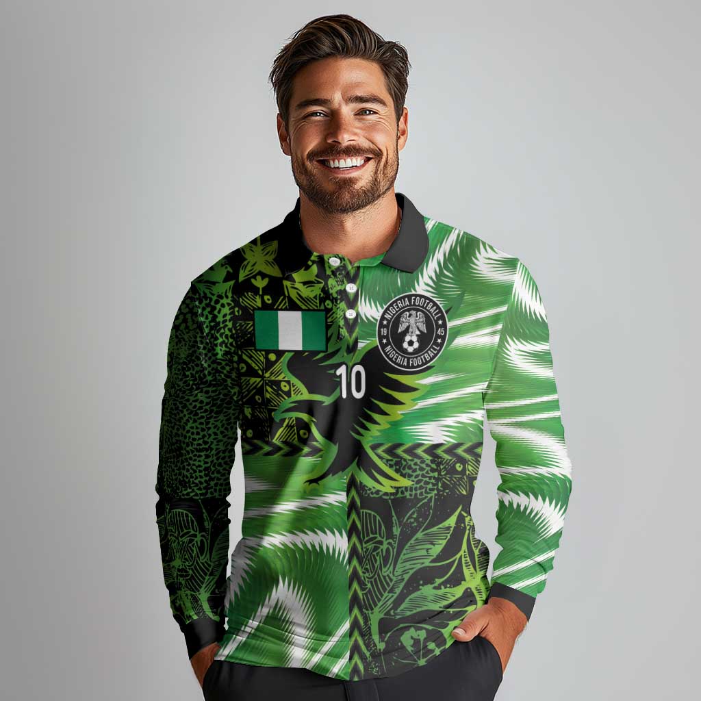 Custom Nigeria Football Long Sleeve Polo Shirt Super Eagles Spirit - Wonder Print Shop