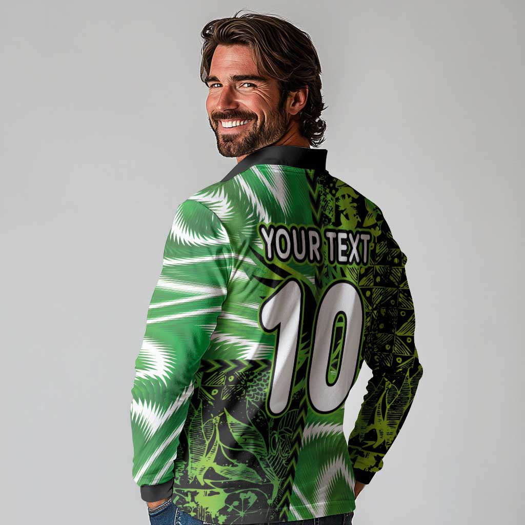 Custom Nigeria Football Long Sleeve Polo Shirt Super Eagles Spirit - Wonder Print Shop