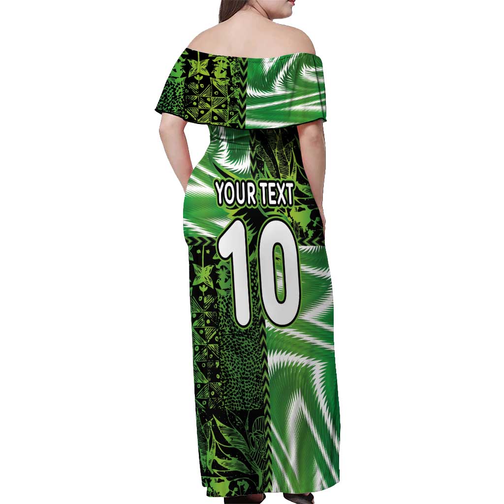 Custom Nigeria Football Off Shoulder Maxi Dress Super Eagles Spirit - Wonder Print Shop