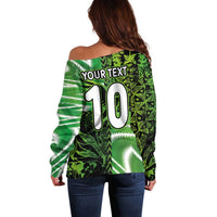 Custom Nigeria Football Off Shoulder Sweater Super Eagles Spirit - Wonder Print Shop