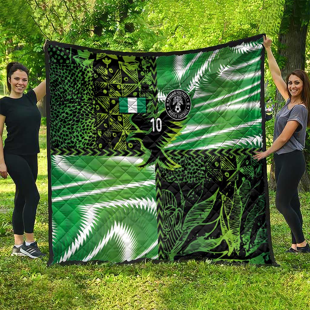 Custom Nigeria Football Quilt Super Eagles Spirit - Wonder Print Shop