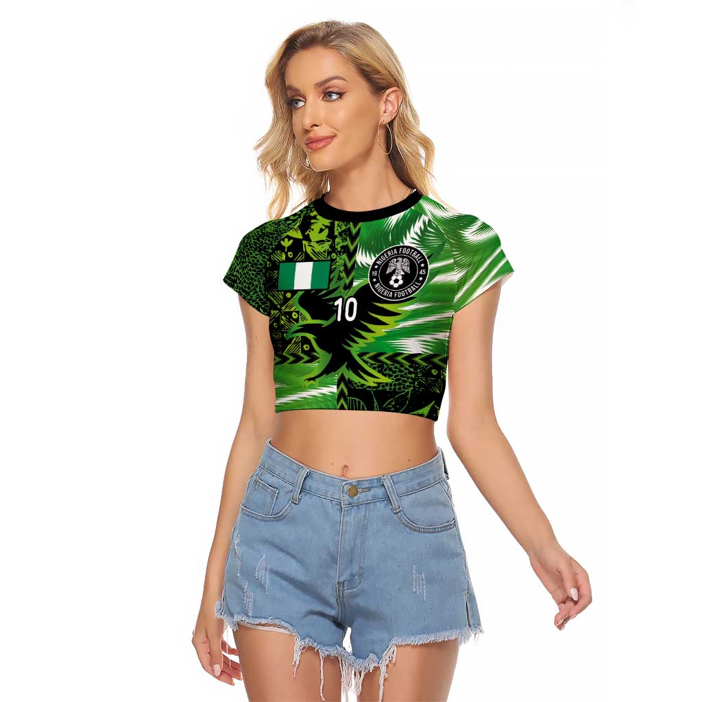 Custom Nigeria Football Raglan Cropped T Shirt Super Eagles Spirit - Wonder Print Shop