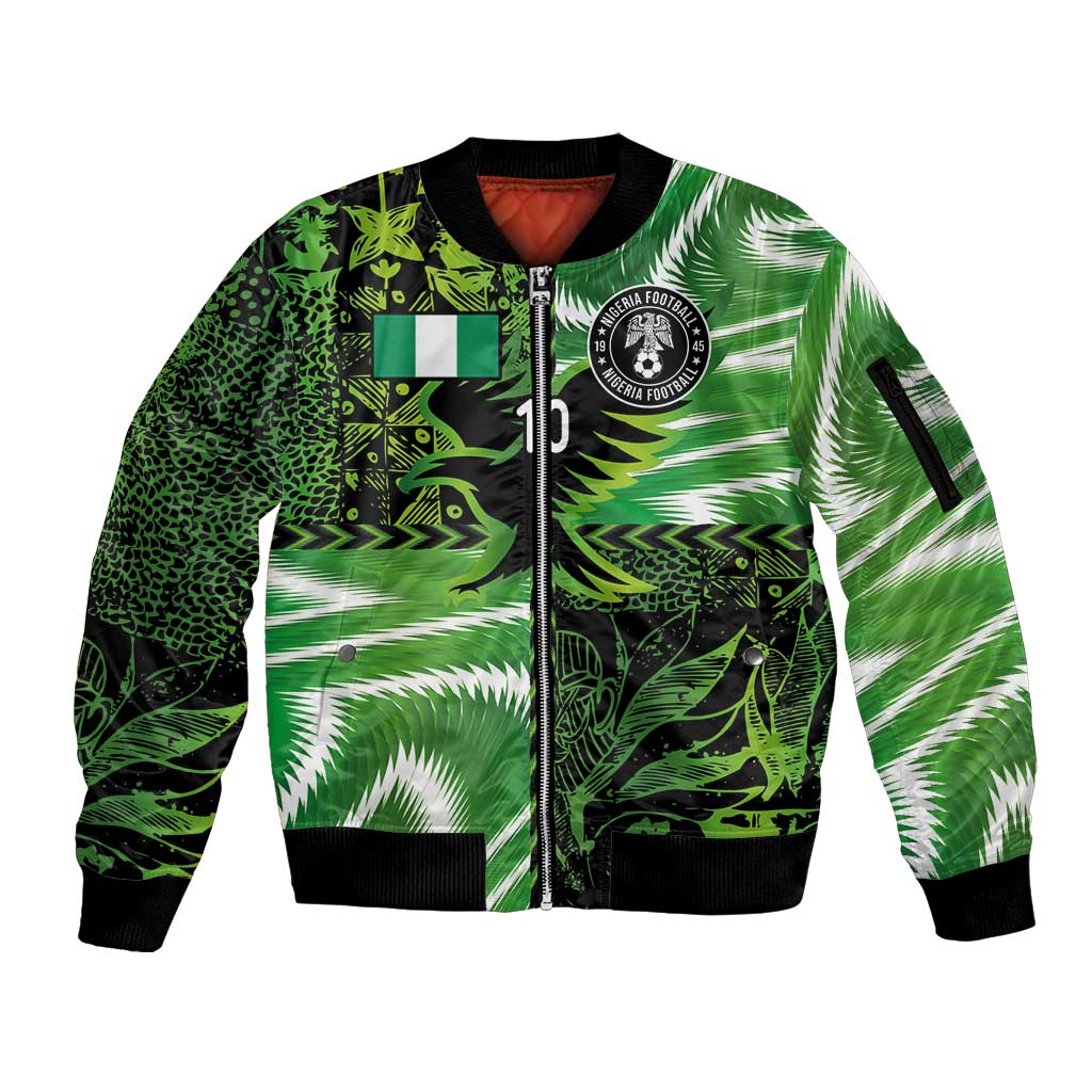 Custom Nigeria Football Sleeve Zip Bomber Jacket Super Eagles Spirit - Wonder Print Shop
