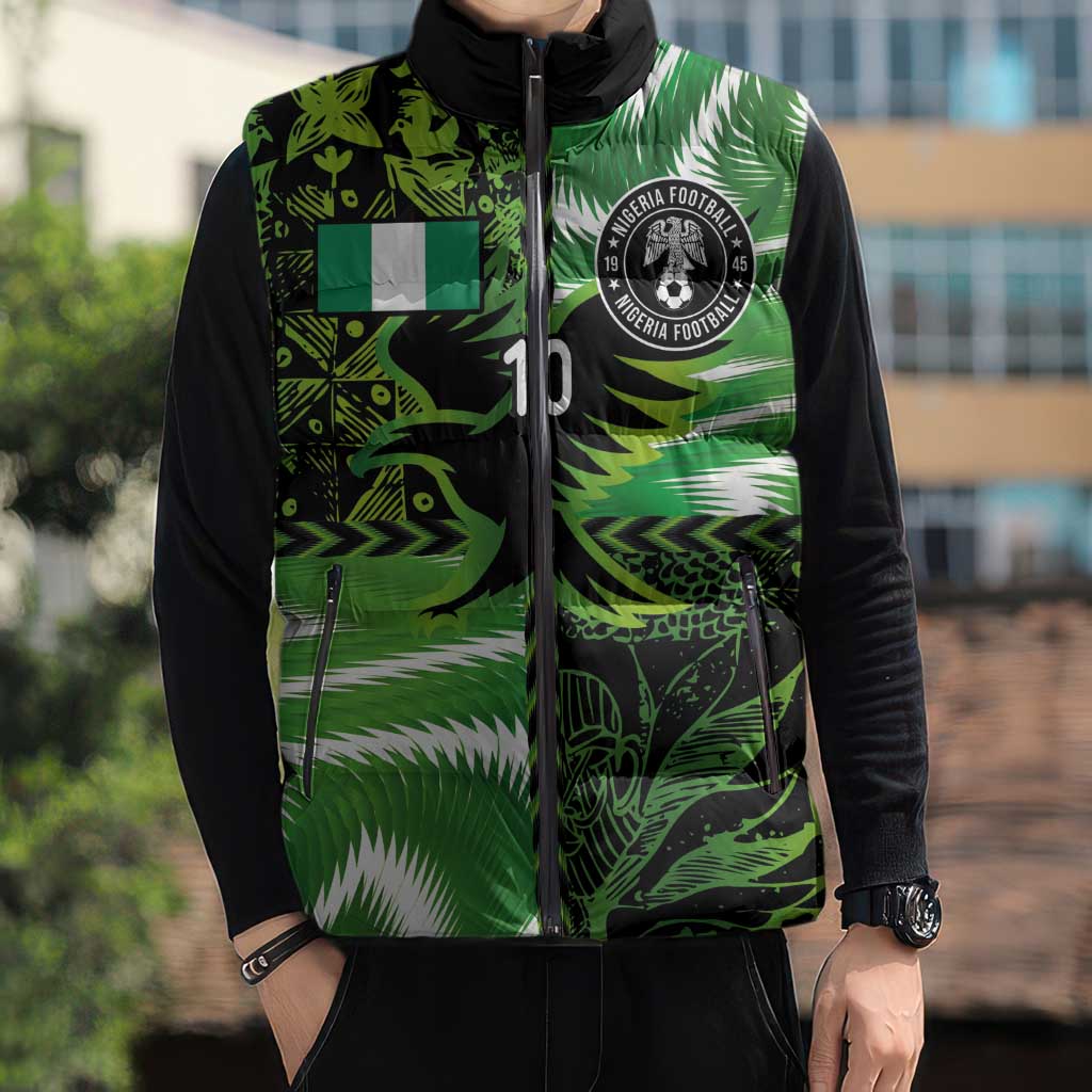Custom Nigeria Football Sleeveless Puffer Jacket Super Eagles Spirit - Wonder Print Shop