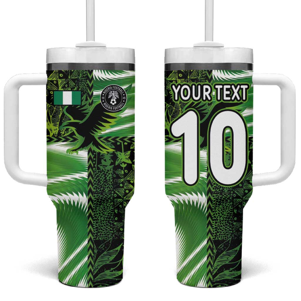 Custom Nigeria Football Tumbler With Handle Super Eagles Spirit - Wonder Print Shop