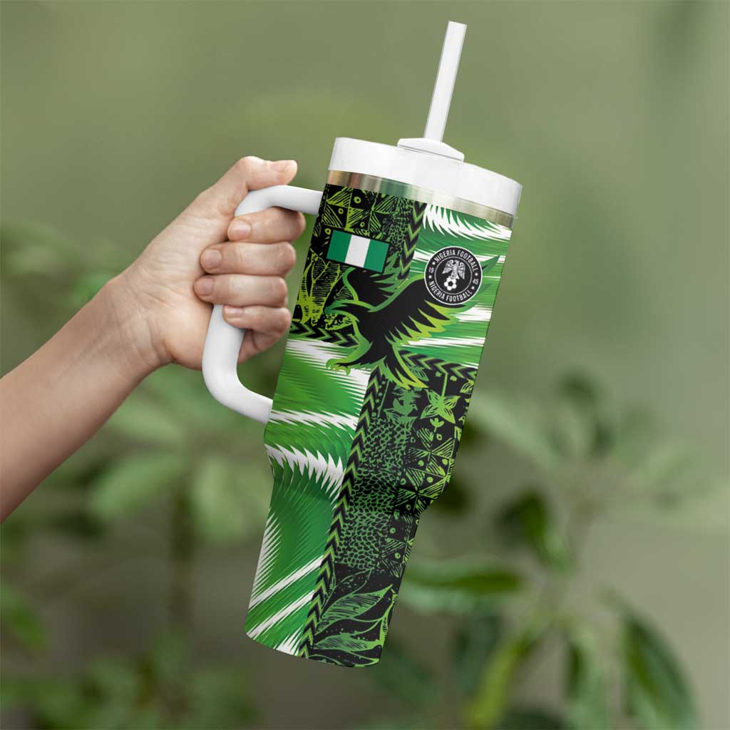 Custom Nigeria Football Tumbler With Handle Super Eagles Spirit - Wonder Print Shop