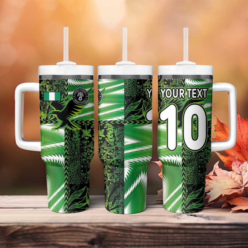 Custom Nigeria Football Tumbler With Handle Super Eagles Spirit - Wonder Print Shop