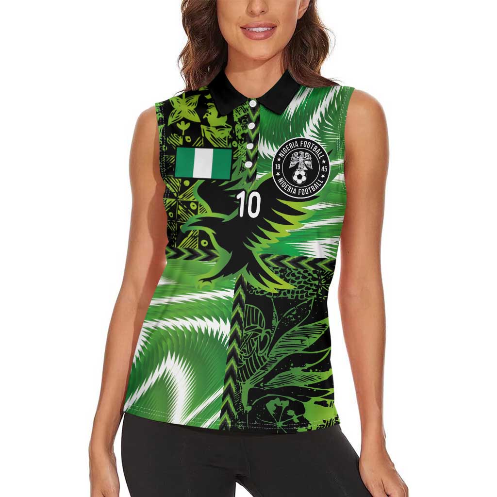 Custom Nigeria Football Women Sleeveless Polo Shirt Super Eagles Spirit - Wonder Print Shop