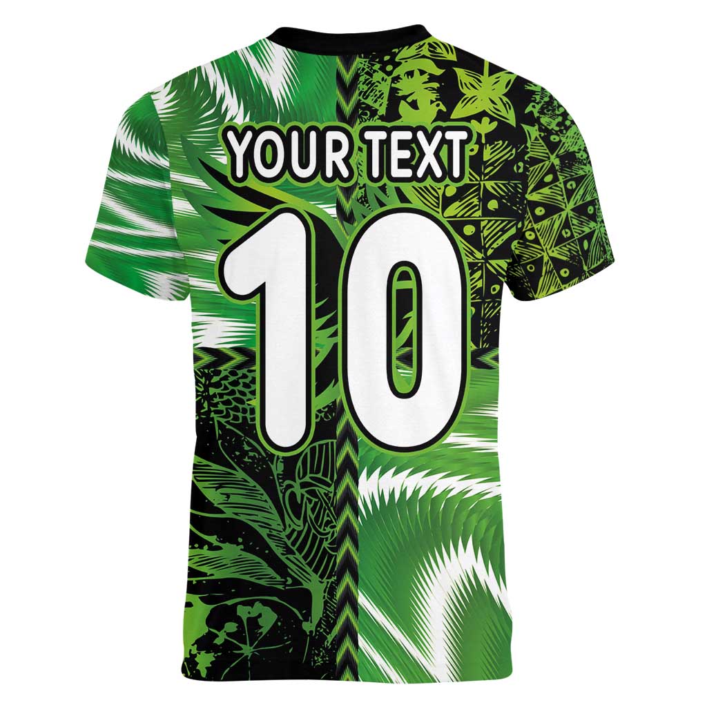 Custom Nigeria Football Women V-Neck T-Shirt Super Eagles Spirit - Wonder Print Shop