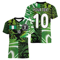 Custom Nigeria Football Women V-Neck T-Shirt Super Eagles Spirit - Wonder Print Shop