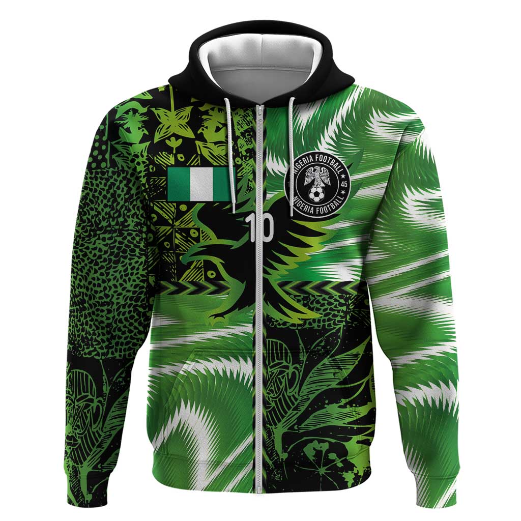 Custom Nigeria Football Zip Hoodie Super Eagles Spirit - Wonder Print Shop