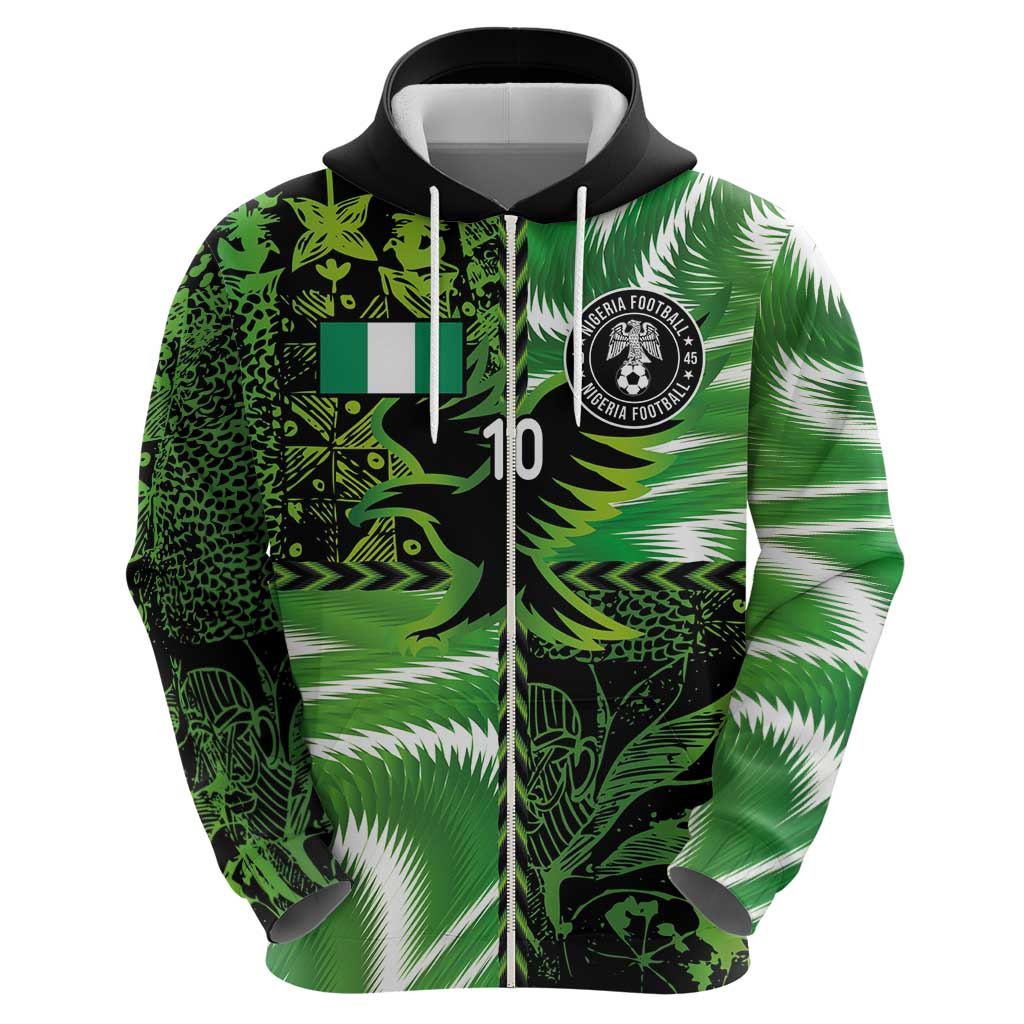 Custom Nigeria Football Zip Hoodie Super Eagles Spirit - Wonder Print Shop