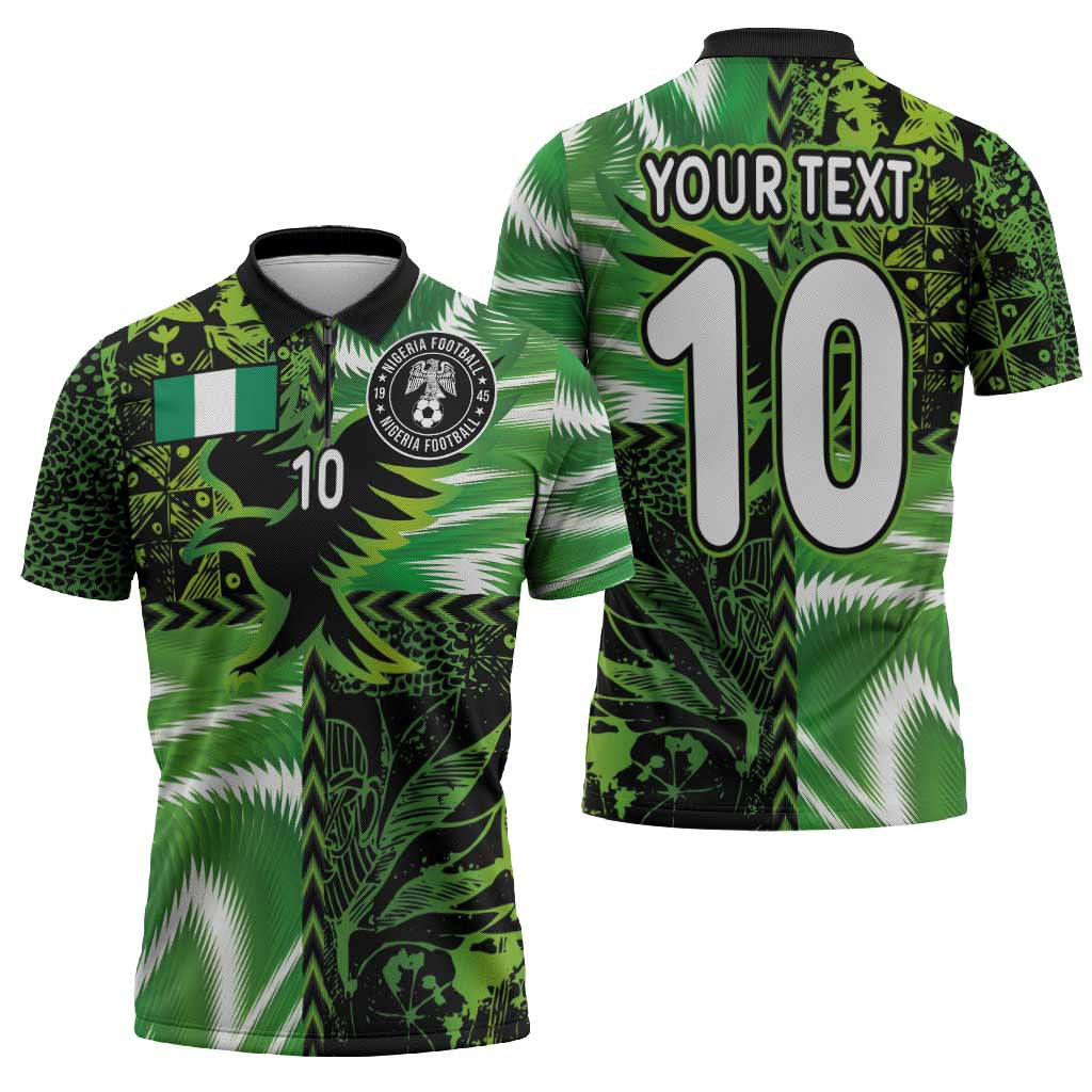 Custom Nigeria Football Zipper Polo Shirt Super Eagles Spirit - Wonder Print Shop