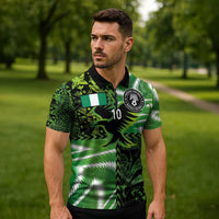 Custom Nigeria Football Zipper Polo Shirt Super Eagles Spirit - Wonder Print Shop