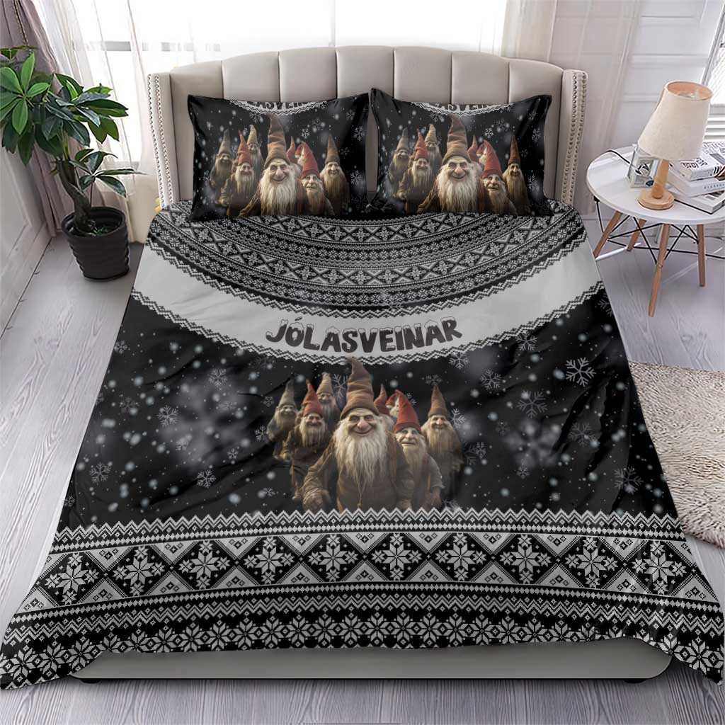 13 Yule Lads Iceland Christmas Bedding Set Jolasveinar and Nordic Traditional Pattern - Wonder Print Shop