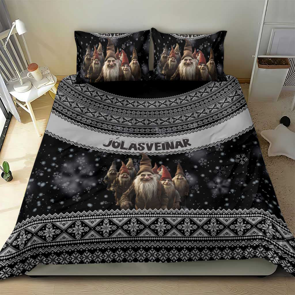 13 Yule Lads Iceland Christmas Bedding Set Jolasveinar and Nordic Traditional Pattern - Wonder Print Shop