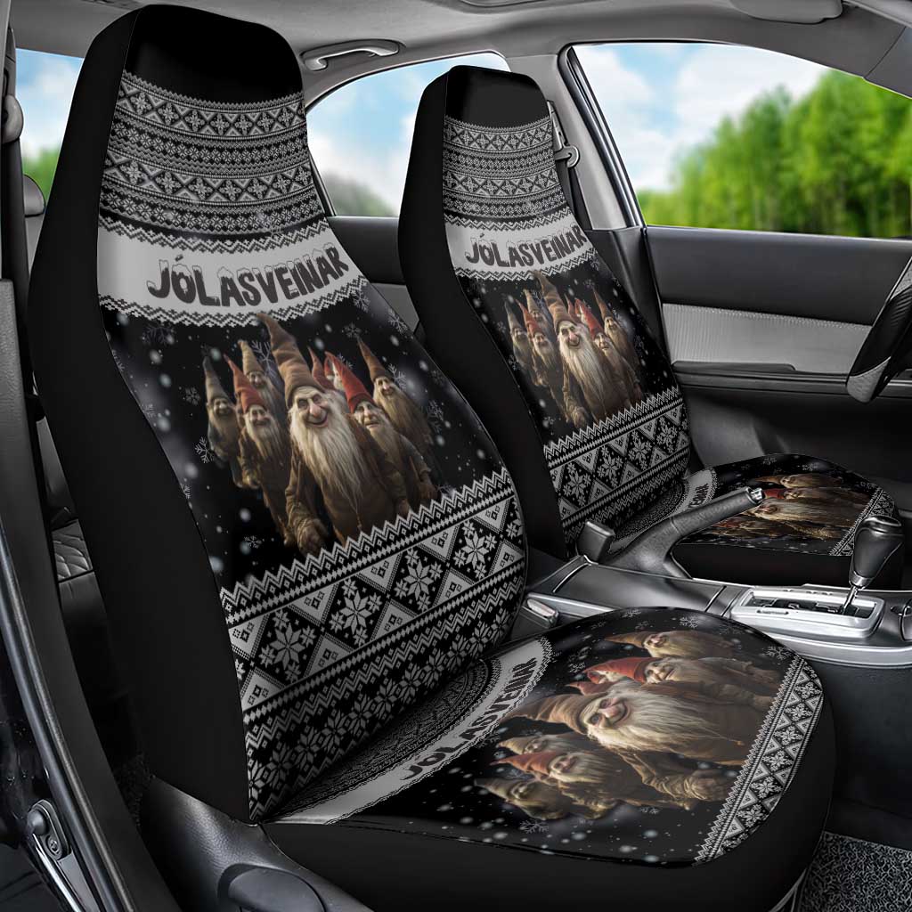 13 Yule Lads Iceland Christmas Car Seat Cover Jolasveinar and Nordic Traditional Pattern - Wonder Print Shop