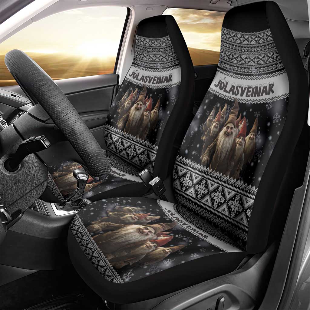 13 Yule Lads Iceland Christmas Car Seat Cover Jolasveinar and Nordic Traditional Pattern - Wonder Print Shop