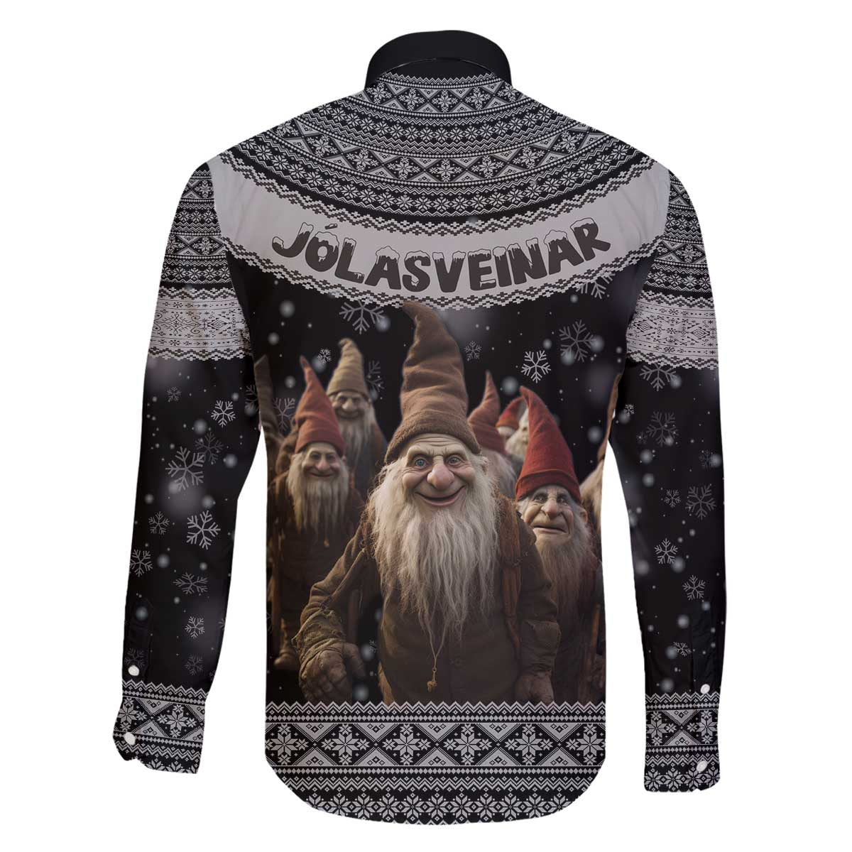 13 Yule Lads Iceland Christmas Family Matching Off The Shoulder Long Sleeve Dress and Hawaiian Shirt Jolasveinar and Nordic Traditional Pattern - Wonder Print Shop