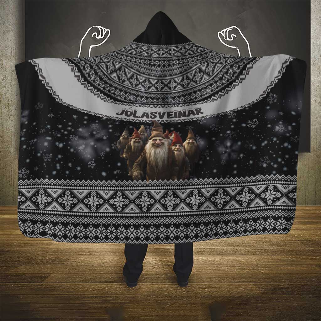 13 Yule Lads Iceland Christmas Hooded Blanket Jolasveinar and Nordic Traditional Pattern