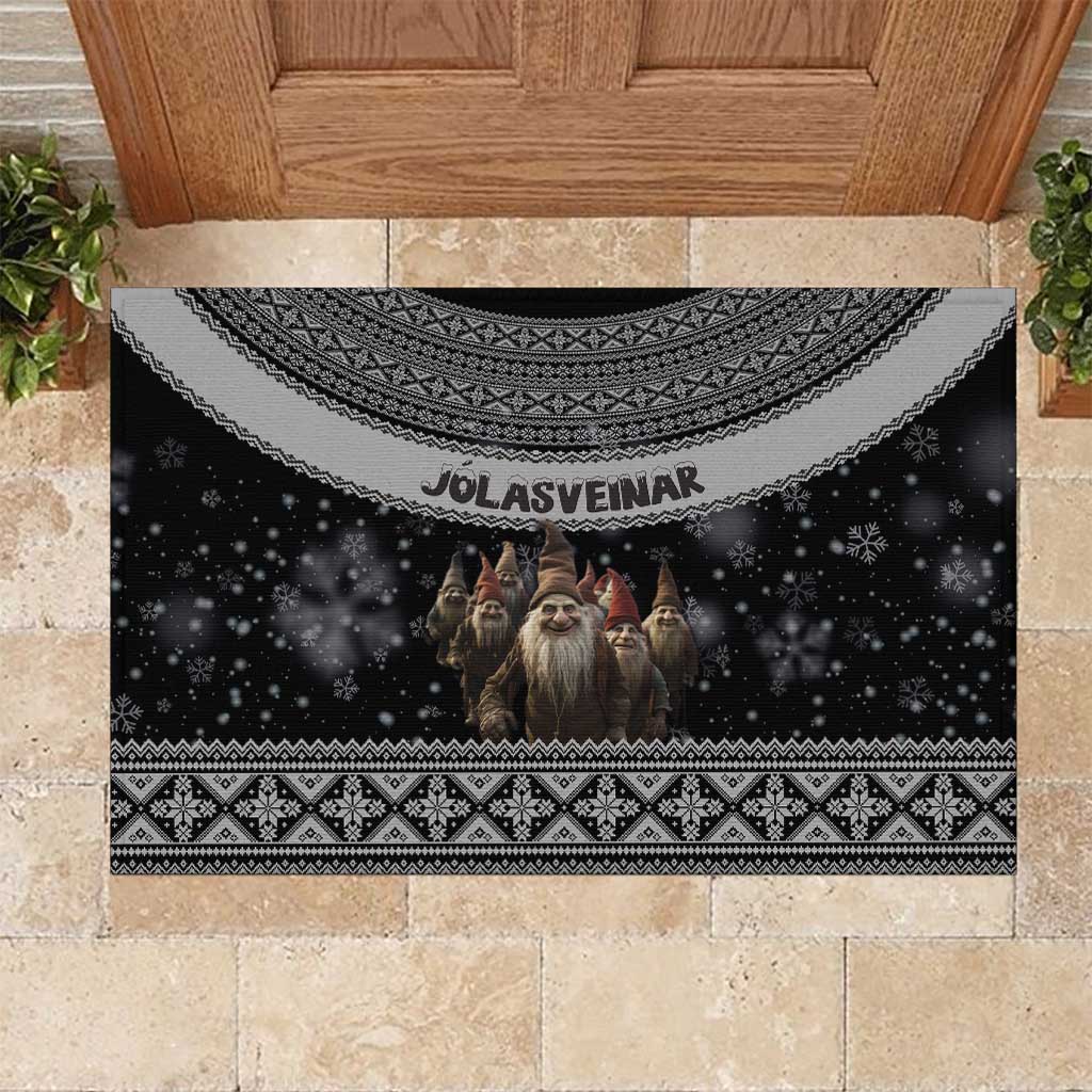 13 Yule Lads Iceland Christmas Rubber Doormat Jolasveinar and Nordic Traditional Pattern - Wonder Print Shop