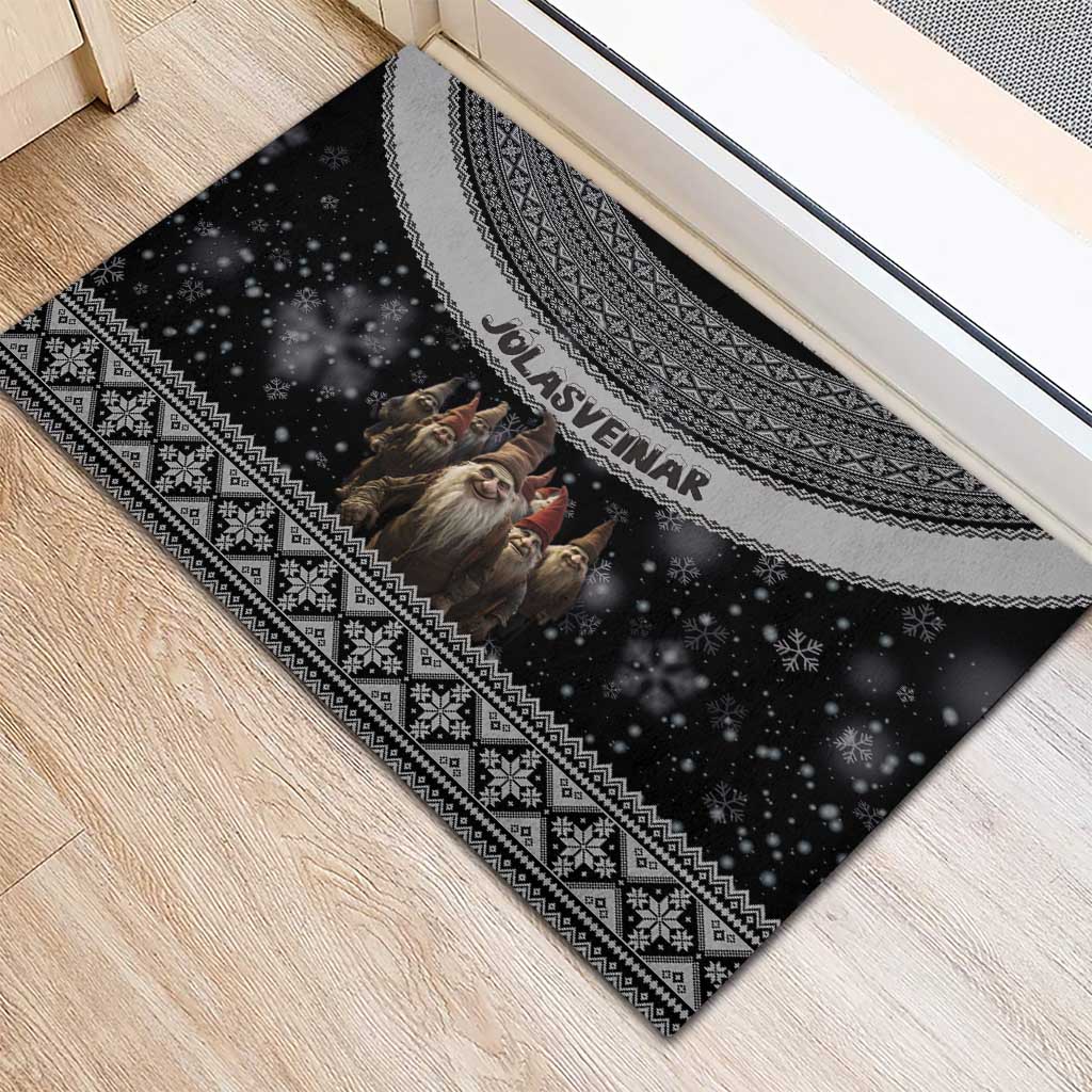 13 Yule Lads Iceland Christmas Rubber Doormat Jolasveinar and Nordic Traditional Pattern - Wonder Print Shop