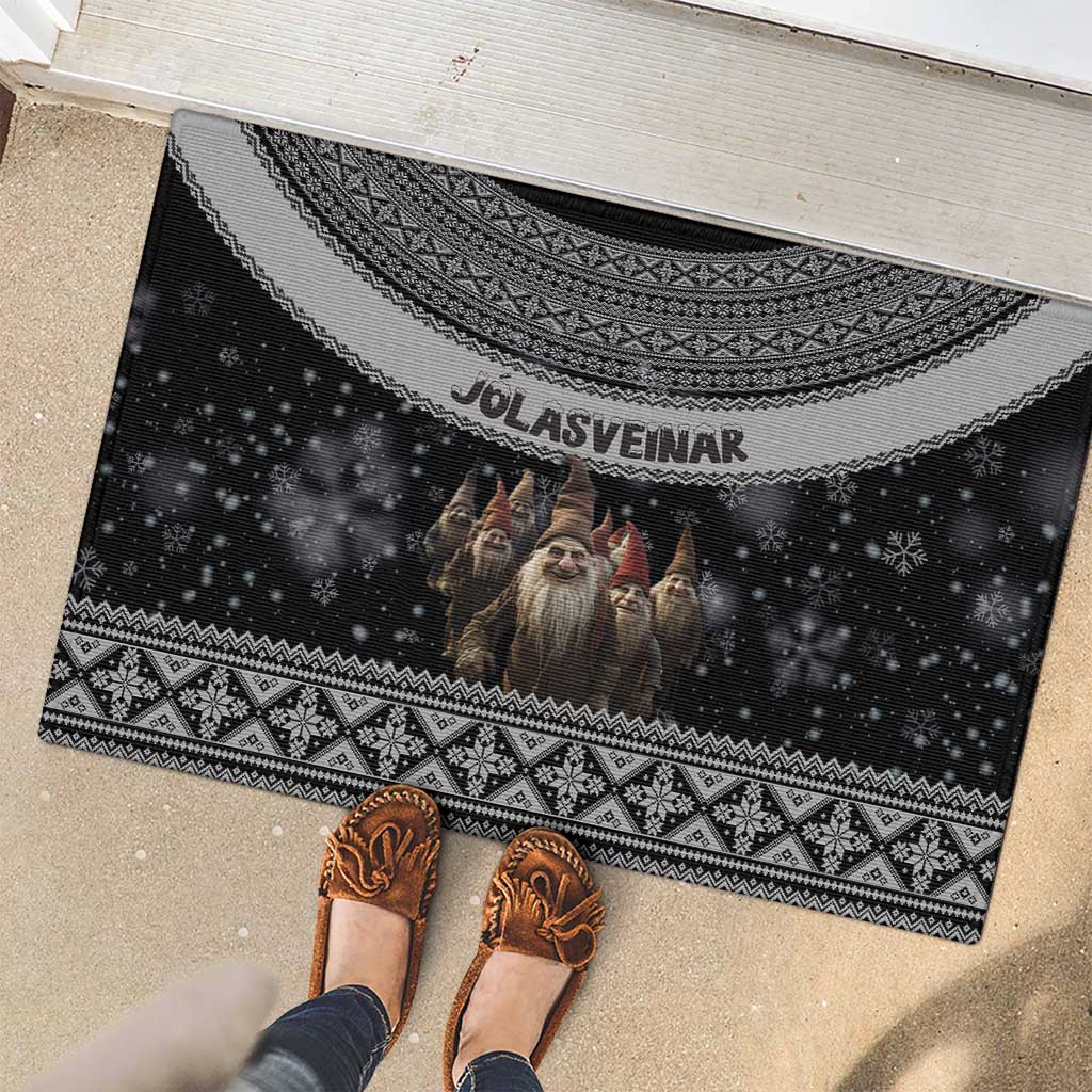 13 Yule Lads Iceland Christmas Rubber Doormat Jolasveinar and Nordic Traditional Pattern - Wonder Print Shop