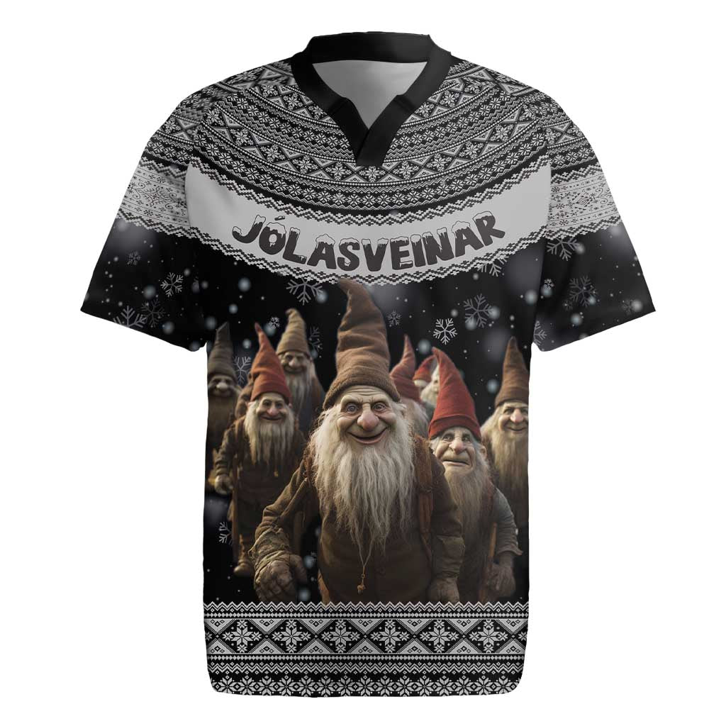 13 Yule Lads Iceland Christmas Rugby Jersey Jolasveinar and Nordic Traditional Pattern - Wonder Print Shop