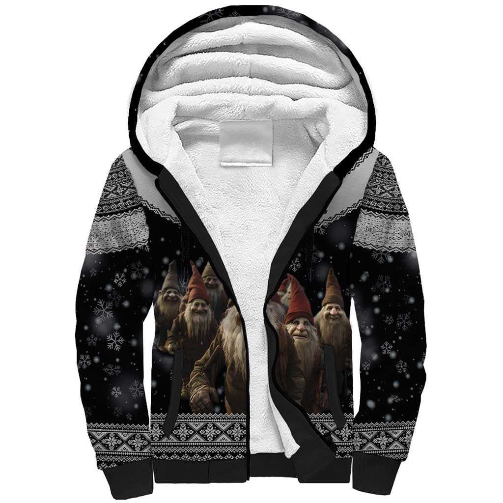 13 Yule Lads Iceland Christmas Sherpa Hoodie Jolasveinar and Nordic Traditional Pattern - Wonder Print Shop