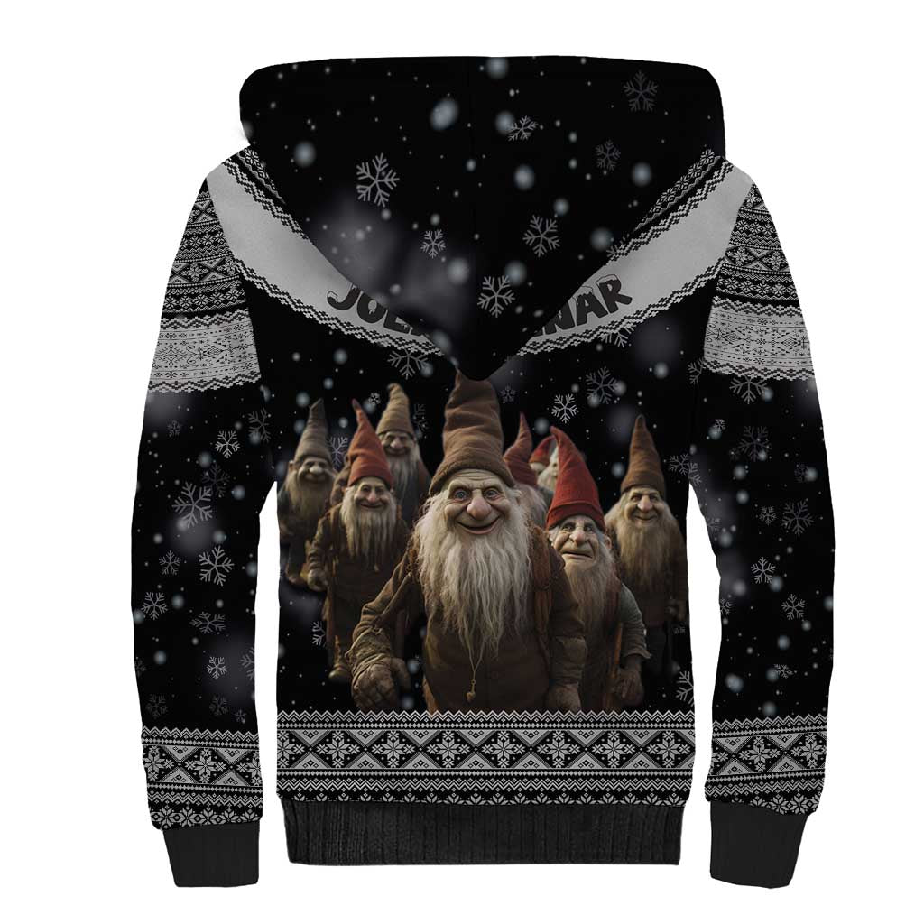 13 Yule Lads Iceland Christmas Sherpa Hoodie Jolasveinar and Nordic Traditional Pattern - Wonder Print Shop
