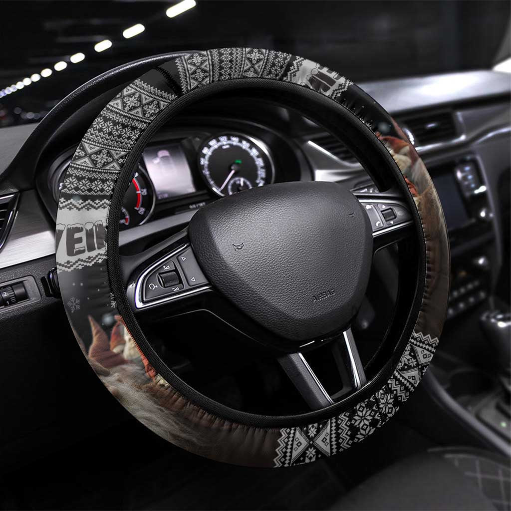 13 Yule Lads Iceland Christmas Steering Wheel Cover Jolasveinar and Nordic Traditional Pattern - Wonder Print Shop