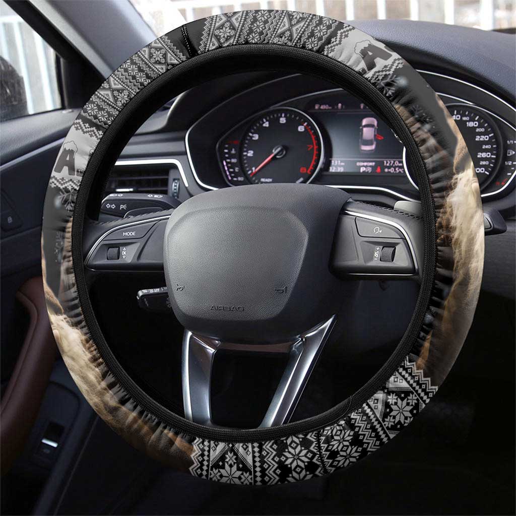 13 Yule Lads Iceland Christmas Steering Wheel Cover Jolasveinar and Nordic Traditional Pattern - Wonder Print Shop