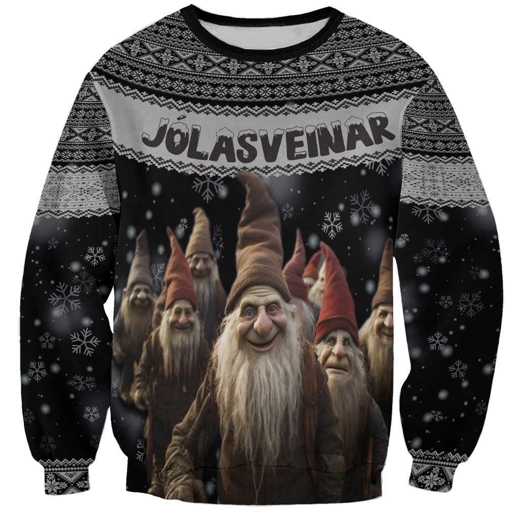 13 Yule Lads Iceland Christmas Sweatshirt Jolasveinar and Nordic Traditional Pattern - Wonder Print Shop