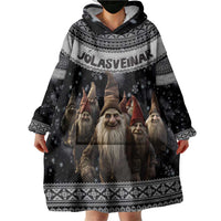 13 Yule Lads Iceland Christmas Wearable Blanket Hoodie Jolasveinar and Nordic Traditional Pattern - Wonder Print Shop