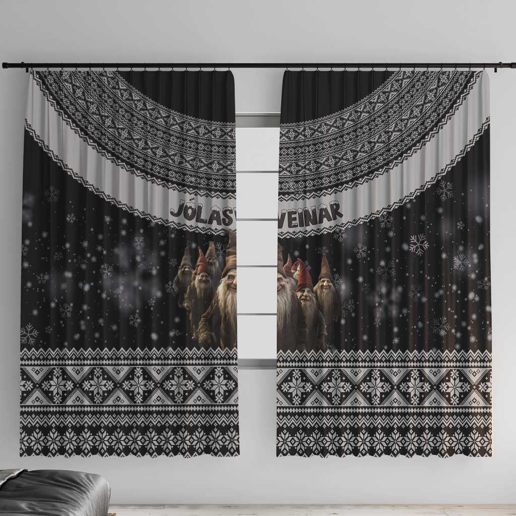 13 Yule Lads Iceland Christmas Window Curtain Jolasveinar and Nordic Traditional Pattern - Wonder Print Shop