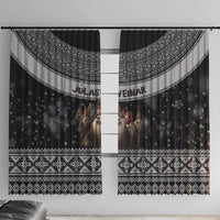 13 Yule Lads Iceland Christmas Window Curtain Jolasveinar and Nordic Traditional Pattern - Wonder Print Shop