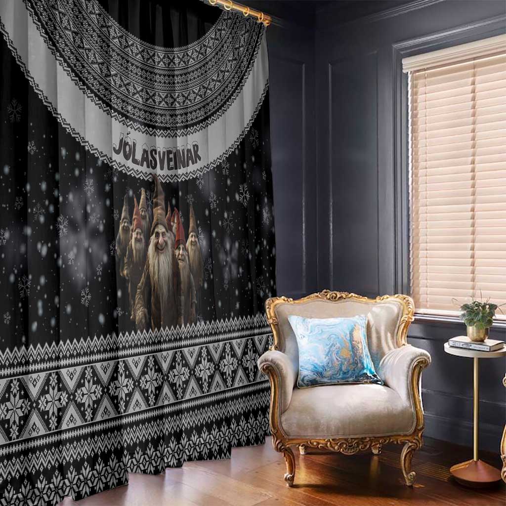 13 Yule Lads Iceland Christmas Window Curtain Jolasveinar and Nordic Traditional Pattern - Wonder Print Shop