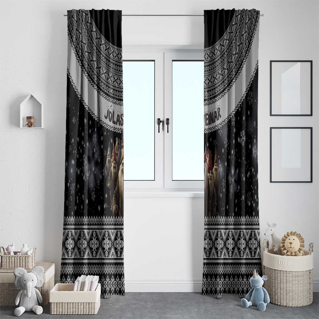 13 Yule Lads Iceland Christmas Window Curtain Jolasveinar and Nordic Traditional Pattern - Wonder Print Shop