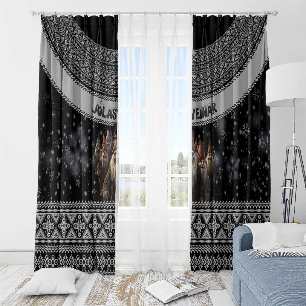 13 Yule Lads Iceland Christmas Window Curtain Jolasveinar and Nordic Traditional Pattern - Wonder Print Shop