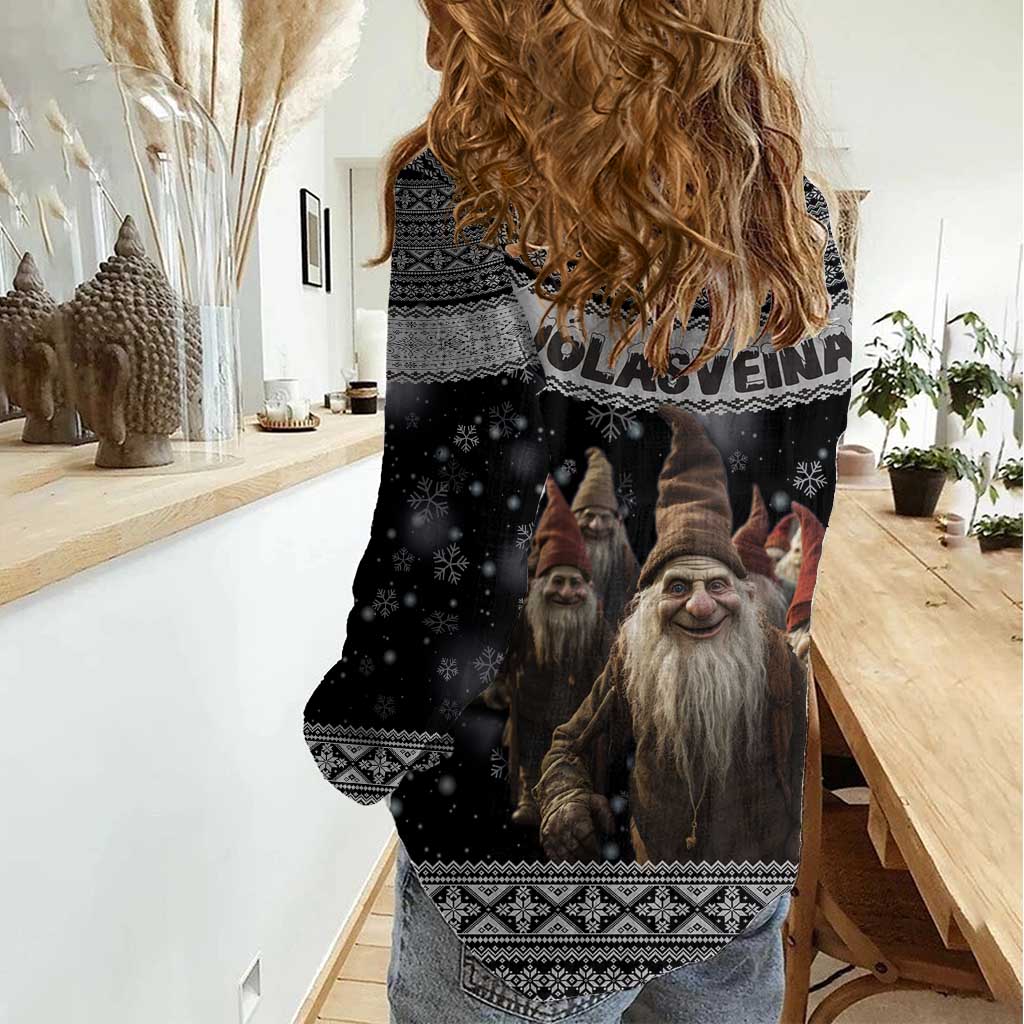13 Yule Lads Iceland Christmas Women Casual Shirt Jolasveinar and Nordic Traditional Pattern - Wonder Print Shop