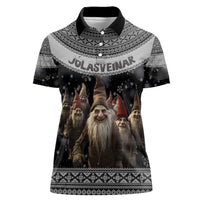 13 Yule Lads Iceland Christmas Women Polo Shirt Jolasveinar and Nordic Traditional Pattern - Wonder Print Shop