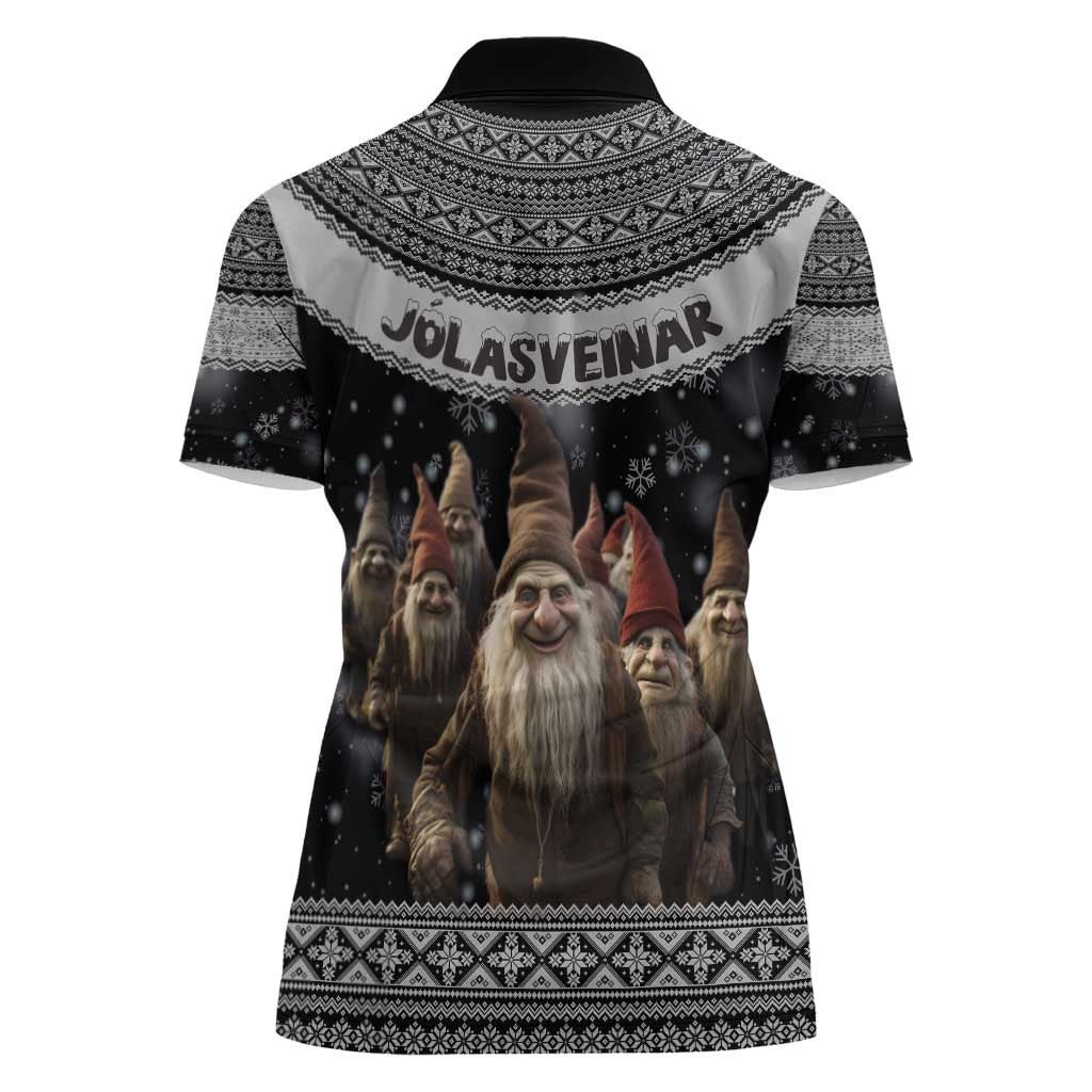 13 Yule Lads Iceland Christmas Women Polo Shirt Jolasveinar and Nordic Traditional Pattern - Wonder Print Shop