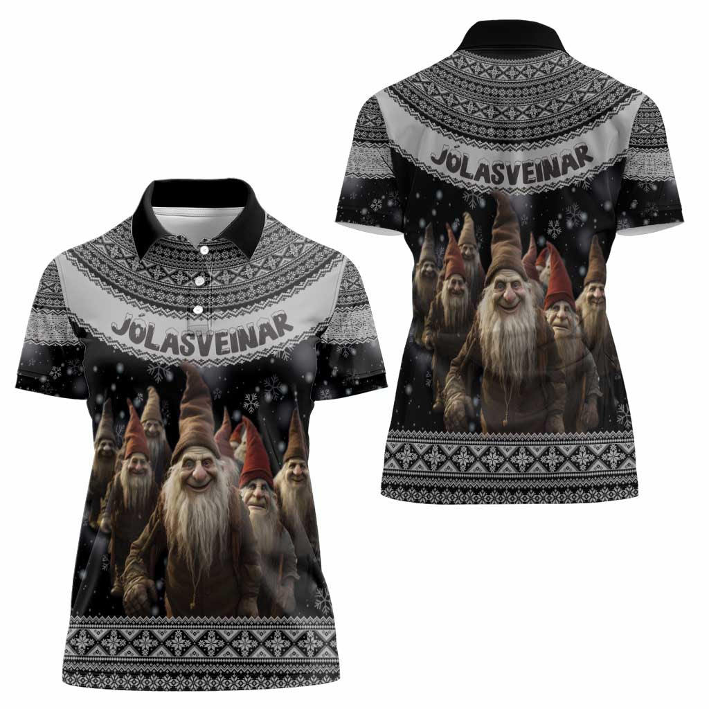 13 Yule Lads Iceland Christmas Women Polo Shirt Jolasveinar and Nordic Traditional Pattern - Wonder Print Shop