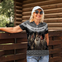 13 Yule Lads Iceland Christmas Women Polo Shirt Jolasveinar and Nordic Traditional Pattern - Wonder Print Shop